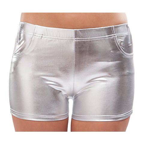 Image of Hotpants aus Stretchlack, silber