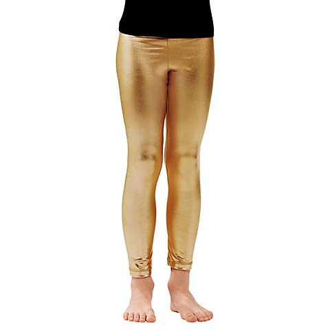 Image of Leggings aus Stretchlack für Kinder, gold
