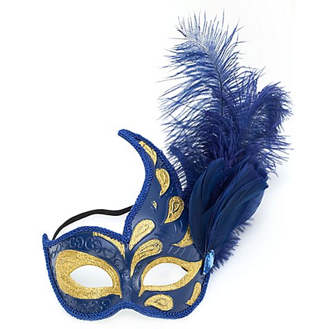Image of Venezianische Glitzermaske, blau/gold