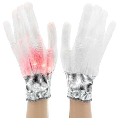 Image of LED-Handschuhe, weiss/rot