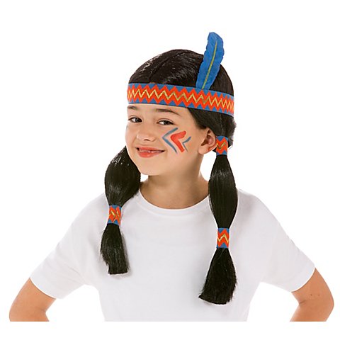 Image of Indianer Perücke "Kleine Feder" für Kinder, schwarz
